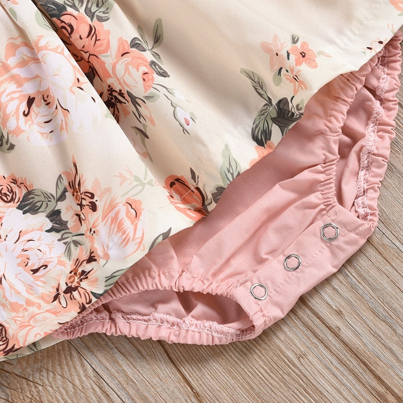 Ensemble 2 pièces bébé fille – Body fleuri et tutu avec bandeau