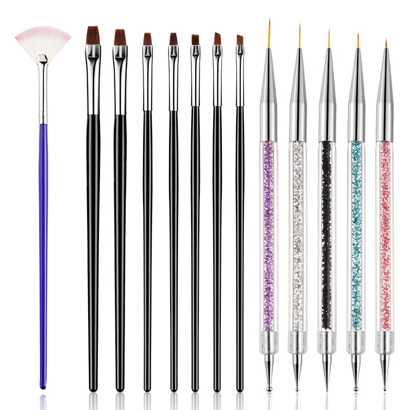 Lot de 5 stylets nail art double embout – Peinture gel UV et strass