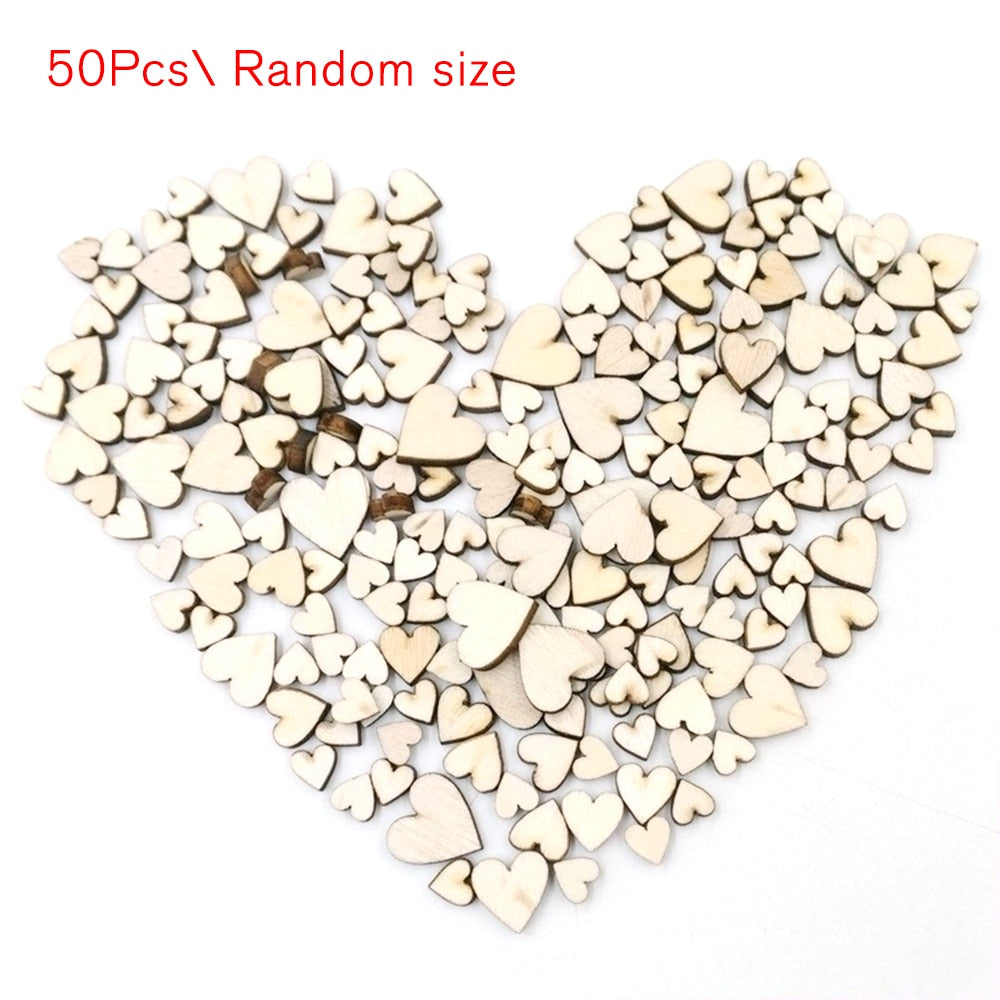 Lot de 50 cœurs en bois rustique – Décoration table mariage et DIY