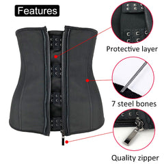 Corset gainant latex avec crochets et fermeture éclair – XXS à 6XL