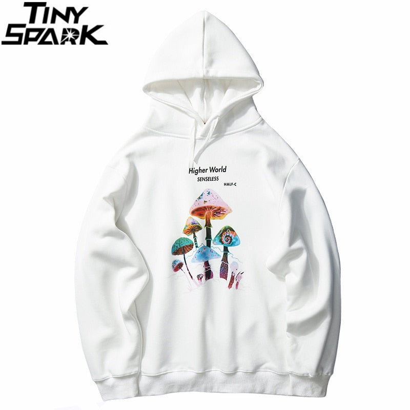 Sweat à capuche homme Hip Hop champignon arc-en-ciel – Coton Harajuku