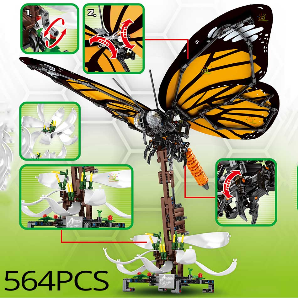 Jeu de construction Huiqibao insectes – Abeille, papillon et libellule