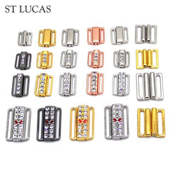 2pcs/lot silver gold Rectangle Tape Closure Hook &amp; Clasp Rhinestone bra buckle Waist Extenders Sewing On Clothes Bra Clip Hook