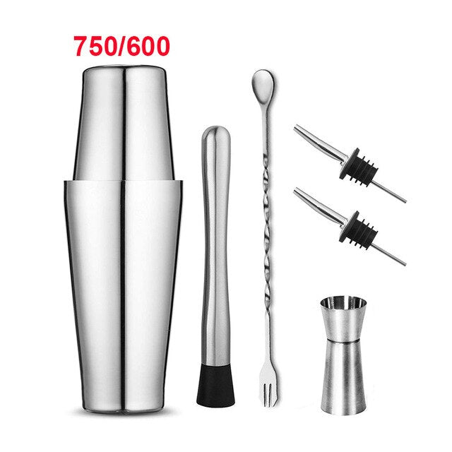 Shaker à cocktail Upors inox 550/750 ml avec mudler, jigger et cuillère