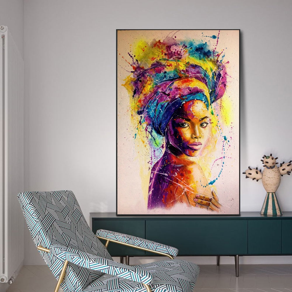 Toile Art Graffiti Femme Africaine - Décoration Murale Abstraite 2
