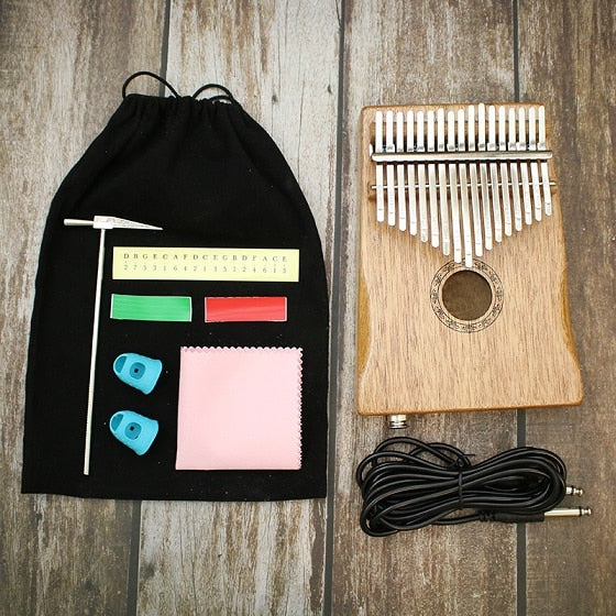 Kalimba 17 Touches Pin Acajou Africain - Sanza Mbira Piano à Pouce