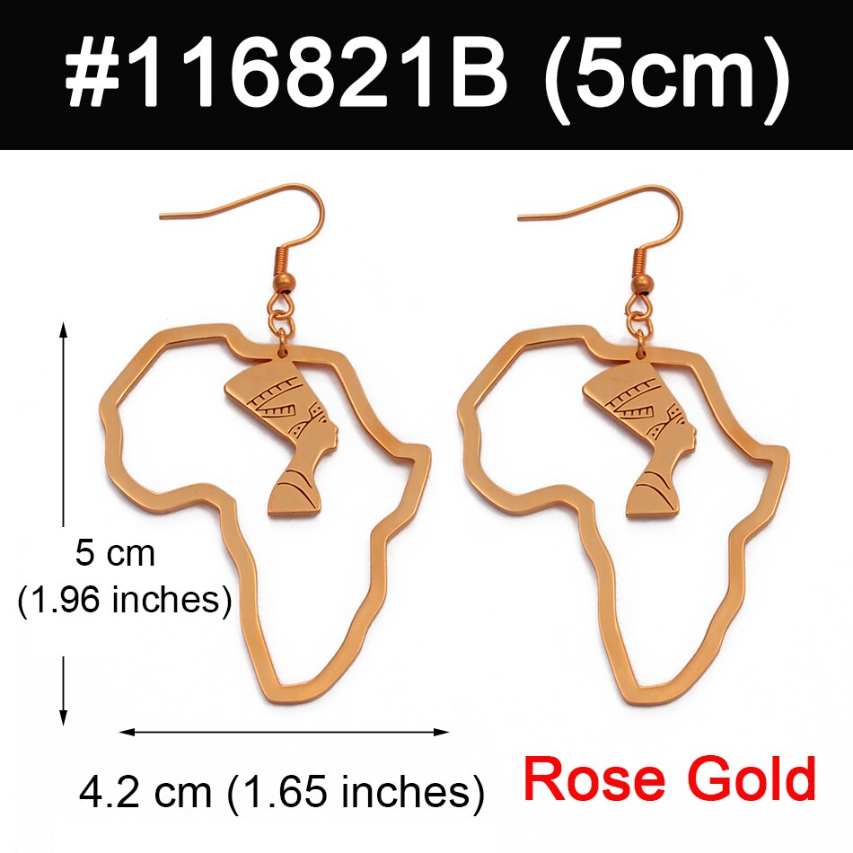 Boucles d'Oreilles Néfertiti Dorées - Bijou Carte Afrique Anniyo 2