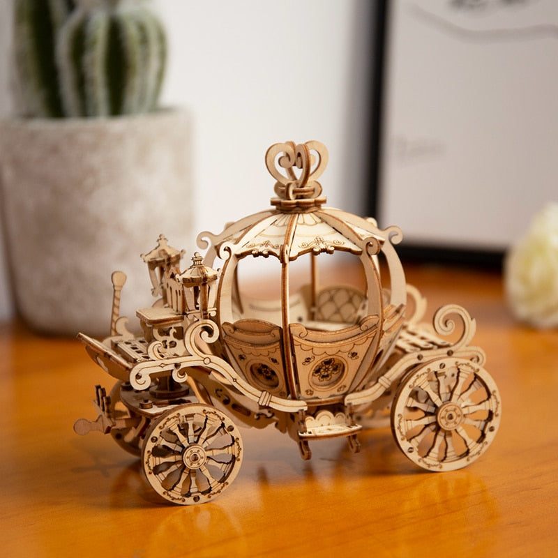 Gramophone et carrosse citrouille Robotime – Puzzle 3D bois TG408