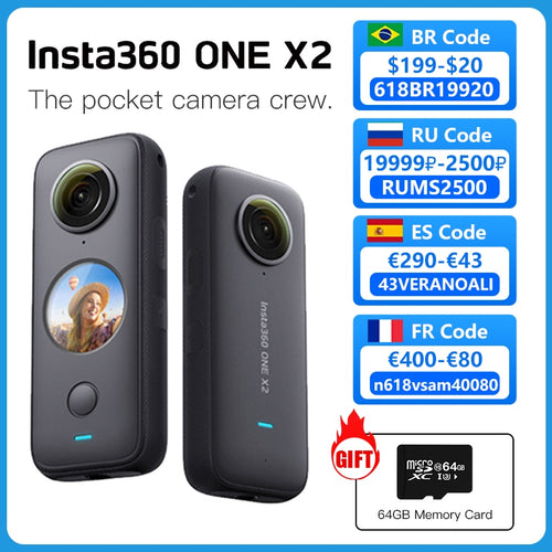 Caméra 360° Insta360 One X2 5.7K - Étanche Panoramique Sport
