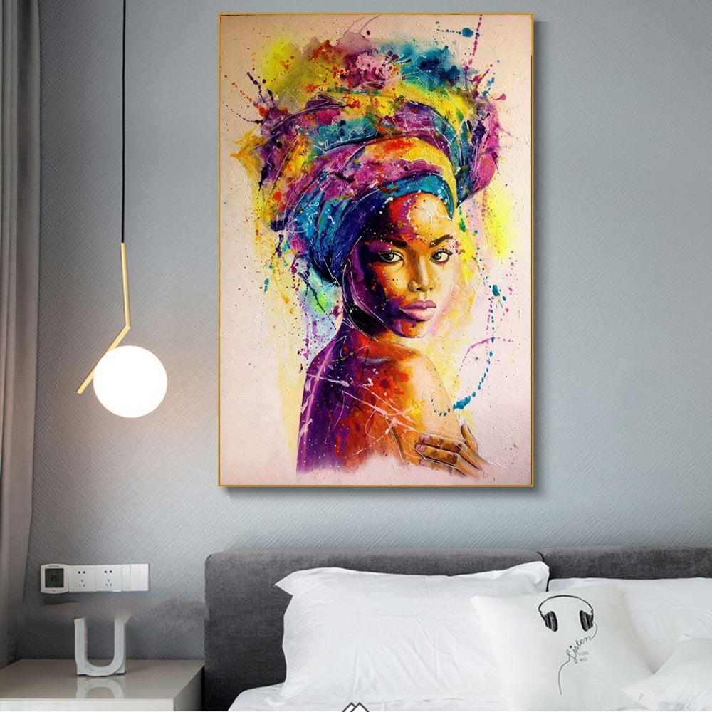 Toile Art Graffiti Femme Africaine - Décoration Murale Abstraite 2