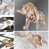 H&D Champagne Crystal Bull Figurine Art Glass Animal Figure Statues Souvenir Sculpture Home Office Decor Gift For Dad/Boyfriend