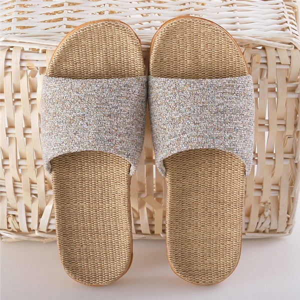 Chaussons en lin pour femme – Sandales légères à bout ouvert pour l'été