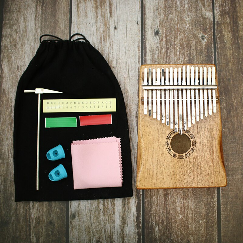 Kalimba 17 Touches Pin Acajou Africain - Sanza Mbira Piano à Pouce