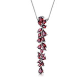 GEM'S BALLET Real 925 Sterling Sliver Romantic Leaves Pendant Necklace 14.65Ct Natural Red Garnet For Women Wedding Fine Jewelry