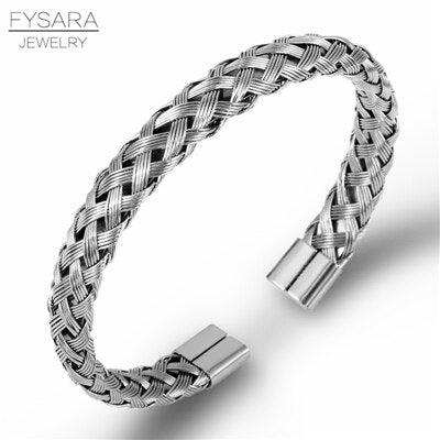 Bracelet jonc torsadé Fysara en acier inoxydable – Homme et femme