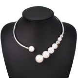 MANILAI Metal Torques Simulated Pearl Choker Necklace For Women Punk Jewelry Statement Bib Collar Necklace Fashion Accessories