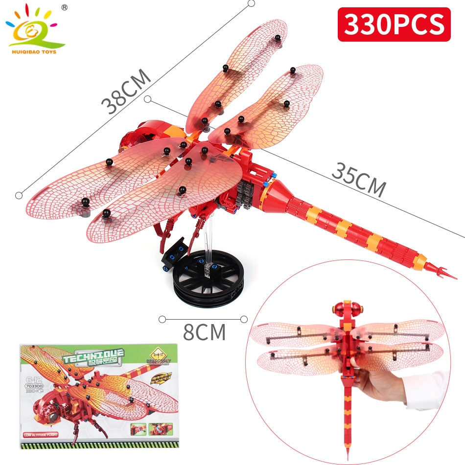 Jeu de construction Huiqibao insectes – Libellule et guêpe, briques techniques