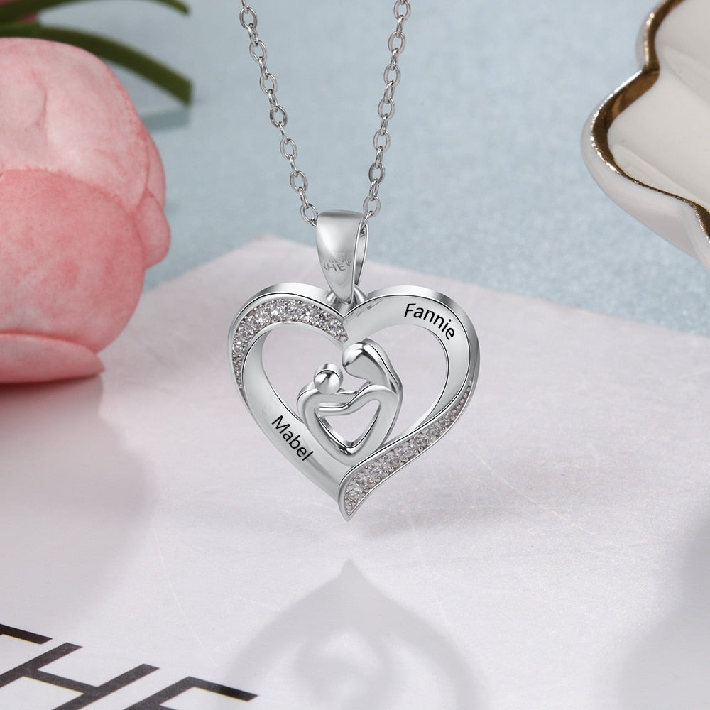 Collier mère et enfant personnalisé en argent 925 – Prénom gravé
