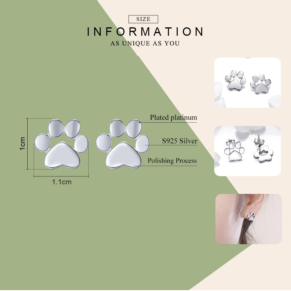 Boucles d'oreilles argent 925 Bamoer empreinte de patte – SCE407