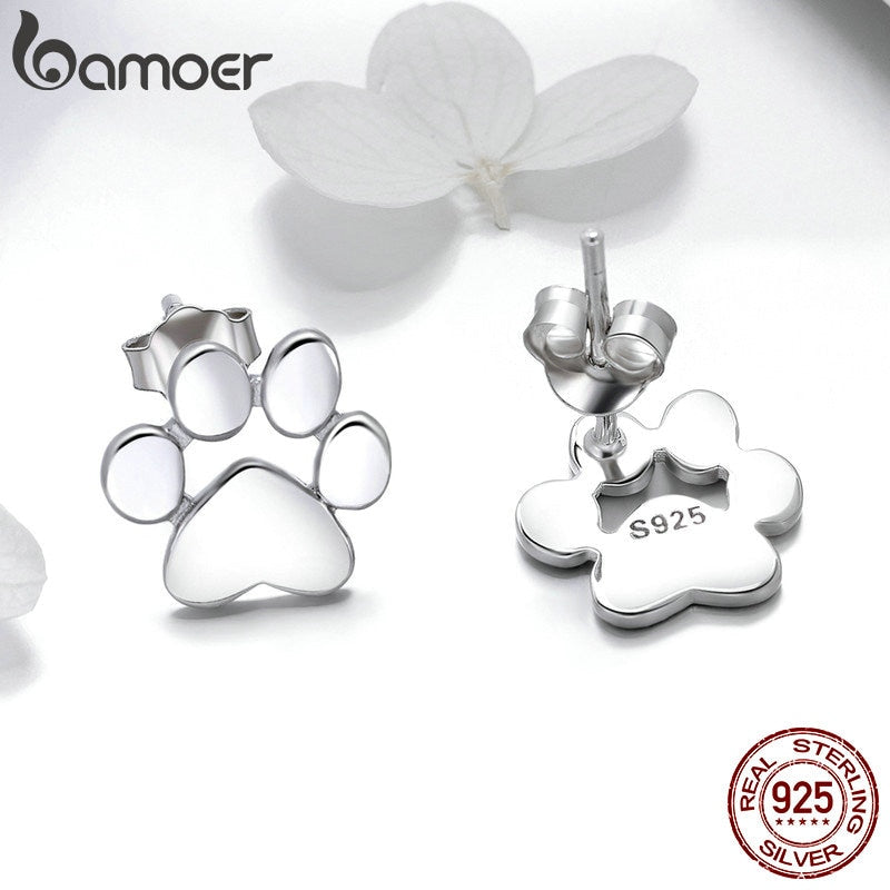 Boucles d'oreilles argent 925 Bamoer empreinte de patte – SCE407