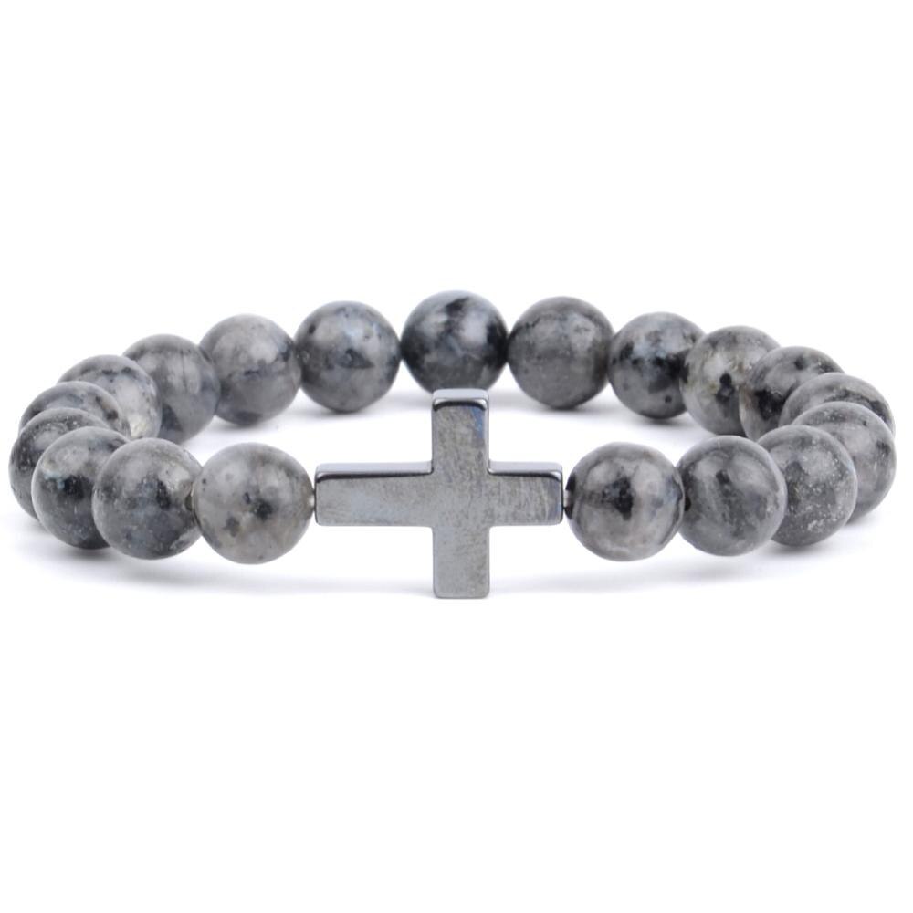 Bracelet Croix Religieux - Pierre Turquoise Africaine