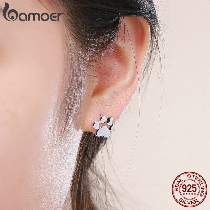 Boucles d'Oreilles Argent 925 Bamoer - Empreinte de Patte