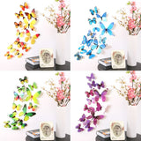 12Pcs Butterflies Wall Stickers New Year Gift Home Decorations 3D Butterfly PVC Self Adhesive Wallpaper For Living Room Decals