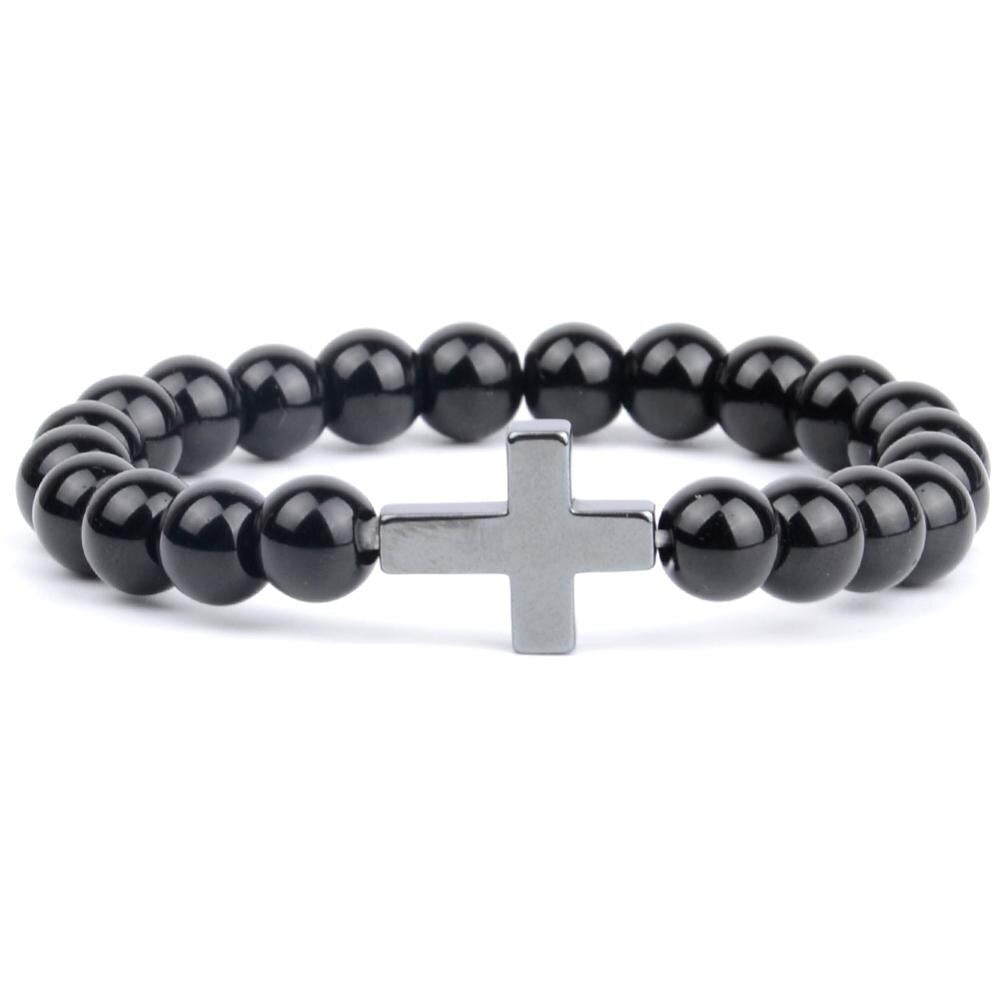 Bracelet Croix Religieux - Pierre Turquoise Africaine