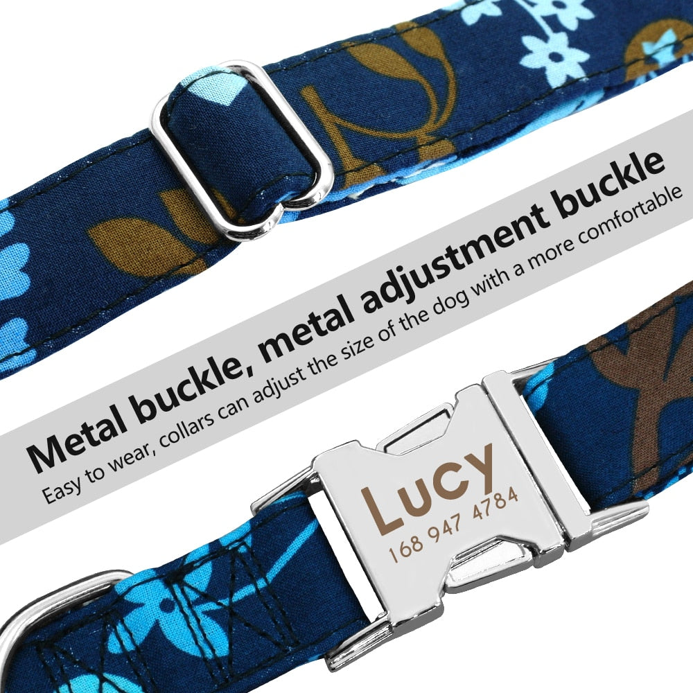 Collier nylon personnalisé avec plaque gravée pour chien et chat