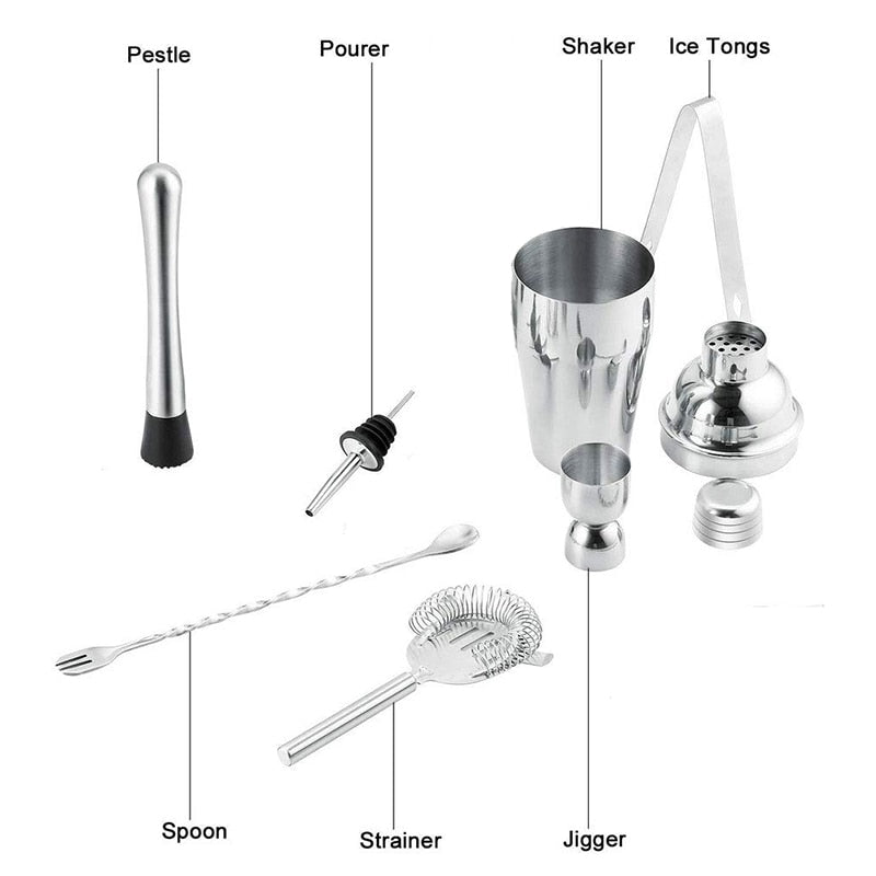 Shaker à cocktail Upors inox 550/750 ml avec mudler, jigger et cuillère
