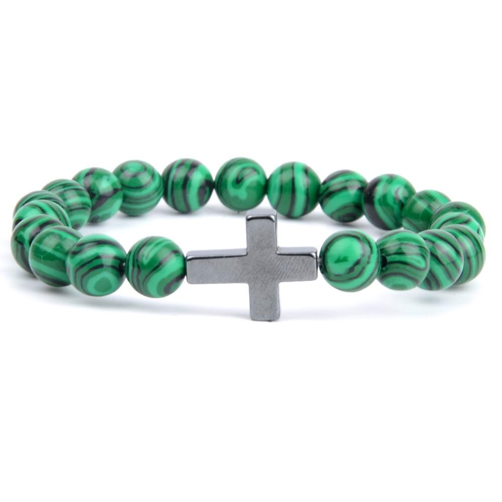 Bracelet Croix Religieux - Pierre Turquoise Africaine