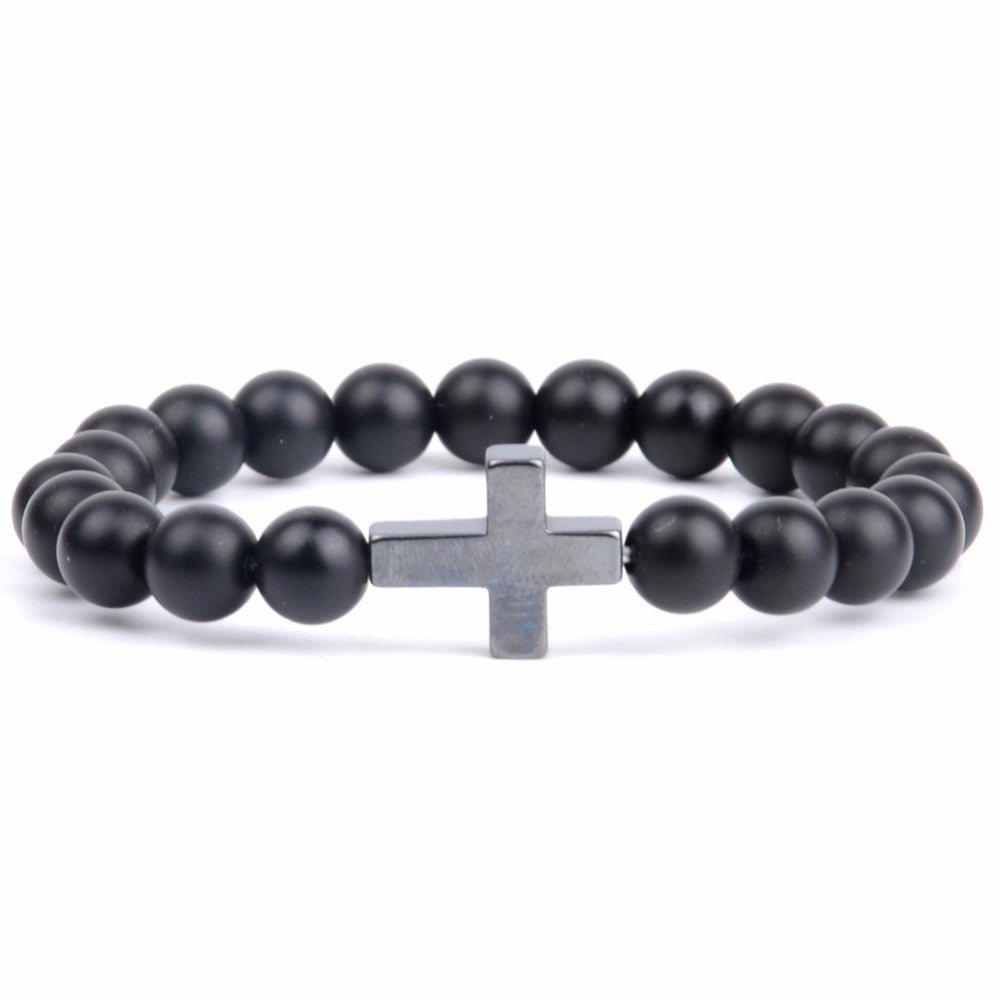 Bracelet Croix Religieux - Pierre Turquoise Africaine