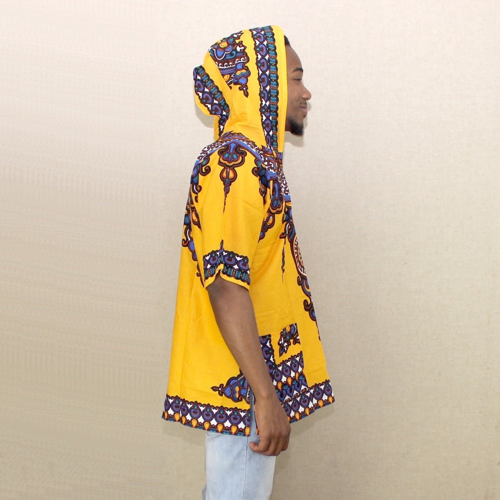 Sweat à Capuche Dashiki Homme Jaune - Africain