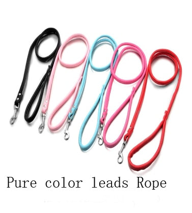 Collier et laisse fleuris en cuir PU pour chien et chat – Toutes tailles