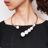 MANILAI Metal Torques Simulated Pearl Choker Necklace For Women Punk Jewelry Statement Bib Collar Necklace Fashion Accessories
