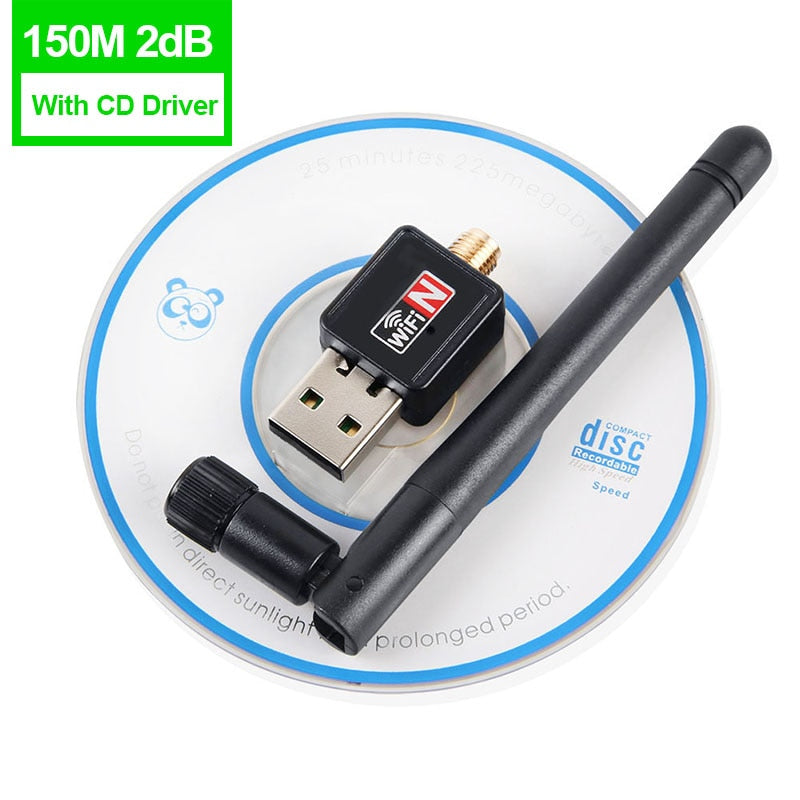 Adaptateur WiFi USB 150 Mbps avec antenne 2 dBi – Dongle réseau PC
