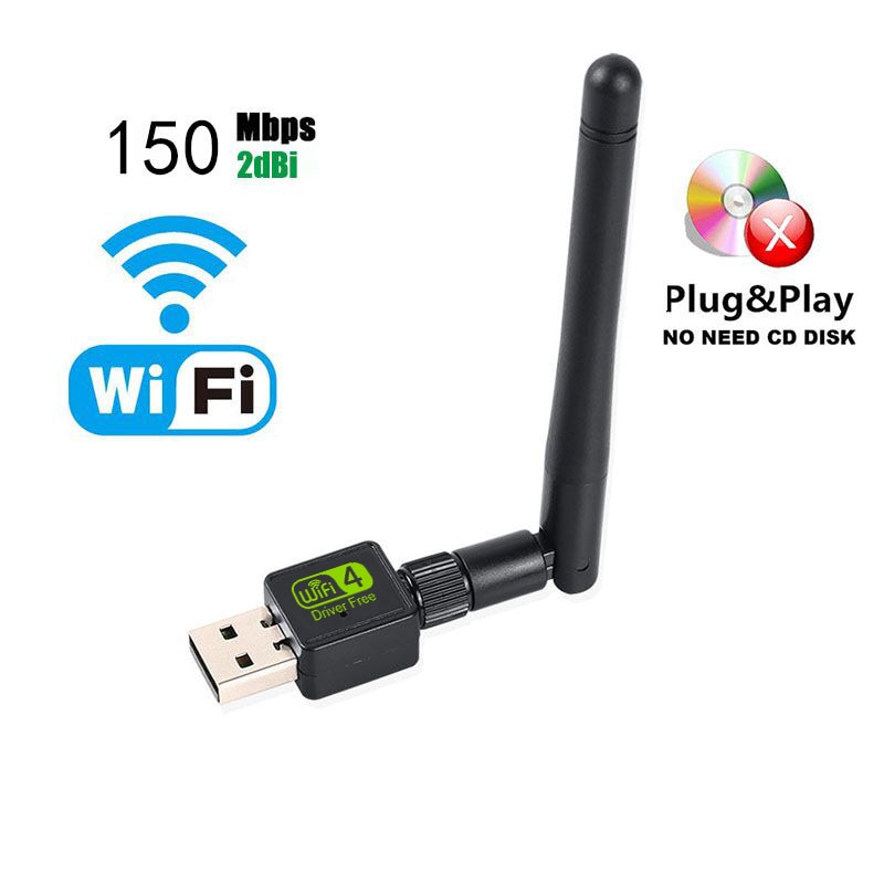 Adaptateur WiFi USB 150 Mbps avec antenne 2 dBi – Dongle réseau PC