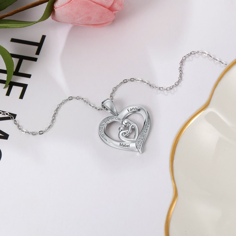 Collier mère et enfant personnalisé en argent 925 – Prénom gravé