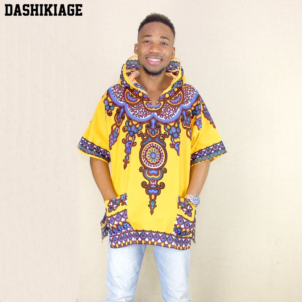 Sweat à Capuche Dashiki Homme Jaune - Africain