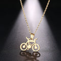 Collier Pendentif Vélo Dotifi - Acier Or et Argent