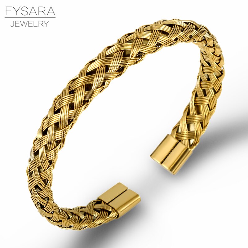 Bracelet jonc torsadé Fysara en acier inoxydable – Homme et femme