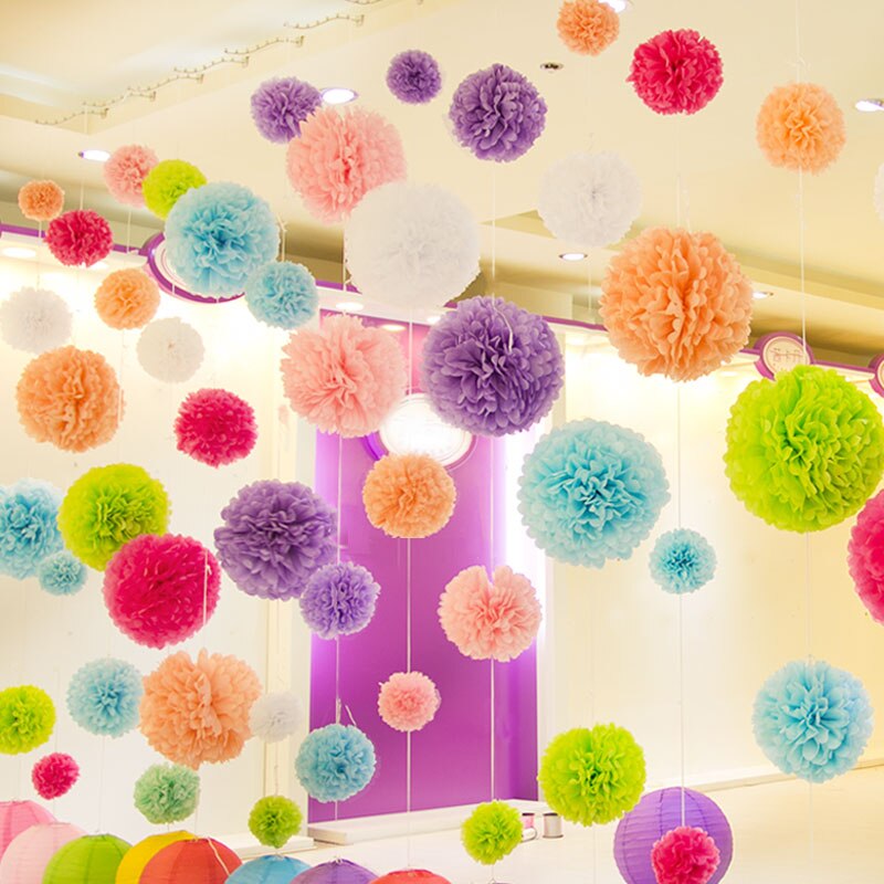 Pompons en papier de soie multicolores 10/15/20 cm – Décoration fête