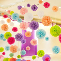 Pompons en papier de soie multicolores 10/15/20 cm – Décoration fête