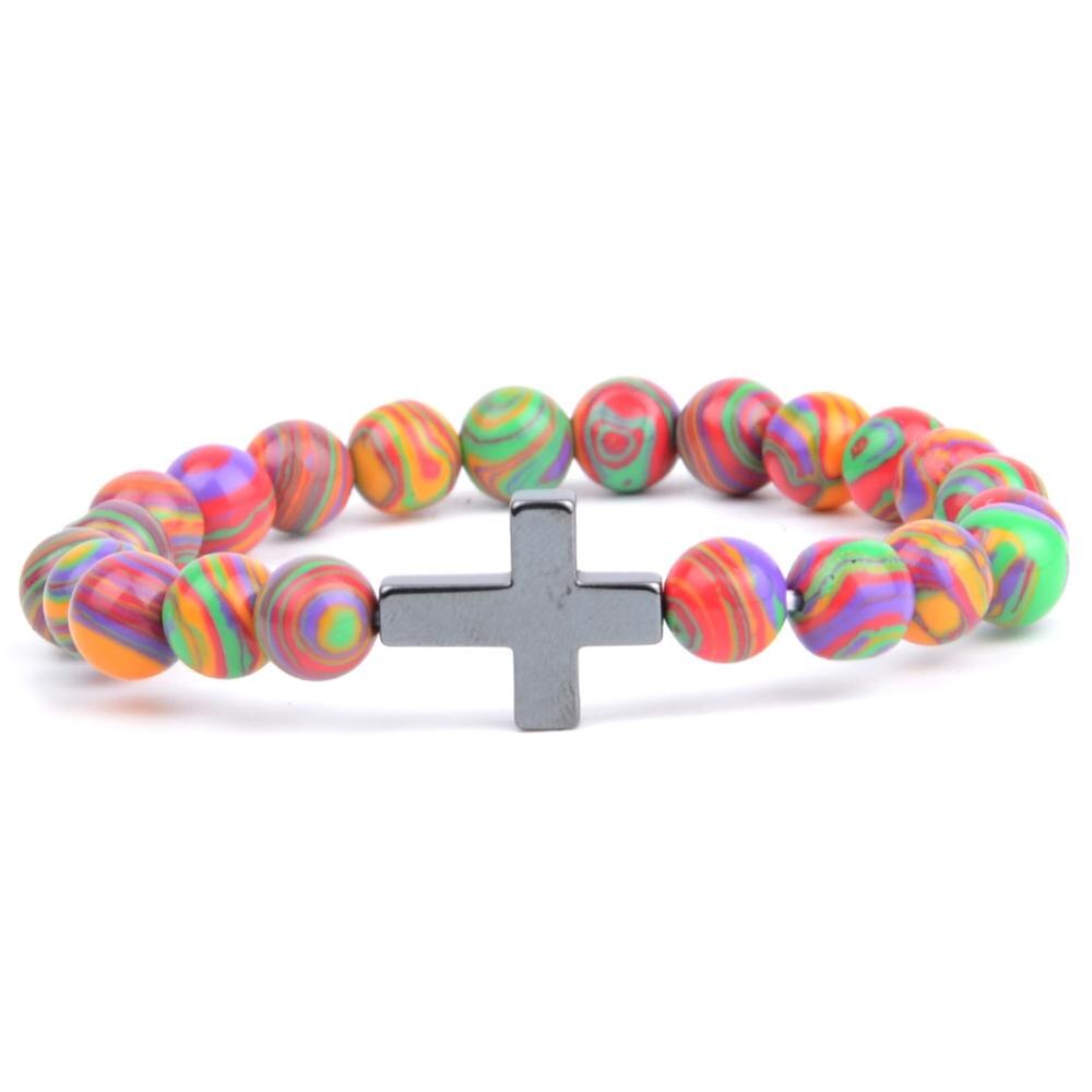 Bracelet Croix Religieux - Pierre Turquoise Africaine