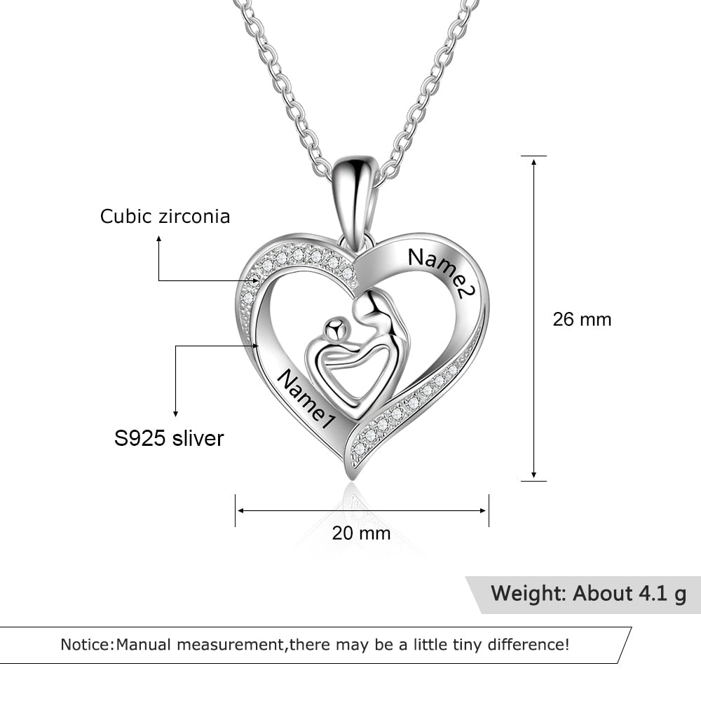 Collier mère et enfant personnalisé en argent 925 – Prénom gravé