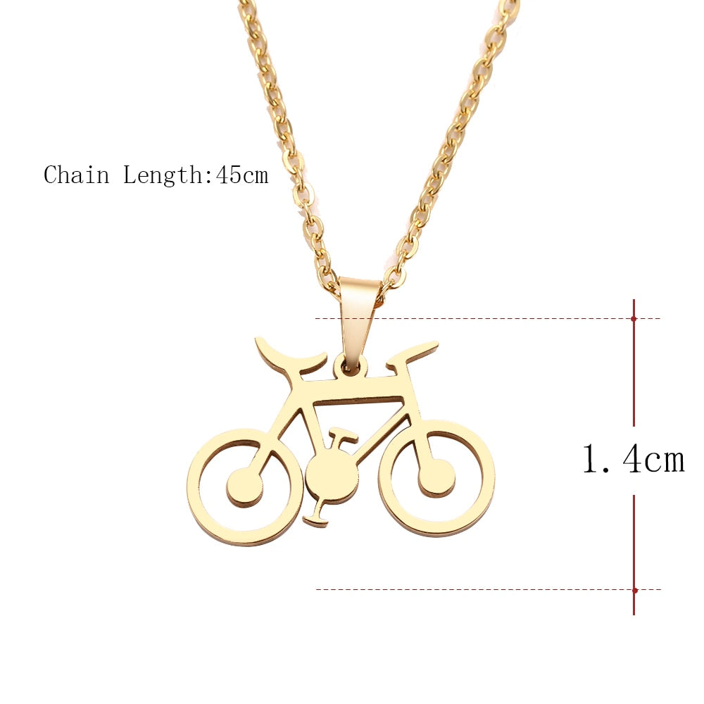 Collier Pendentif Vélo Dotifi - Acier Or et Argent