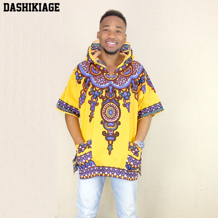 Sweat à Capuche Dashiki Homme Jaune - Africain