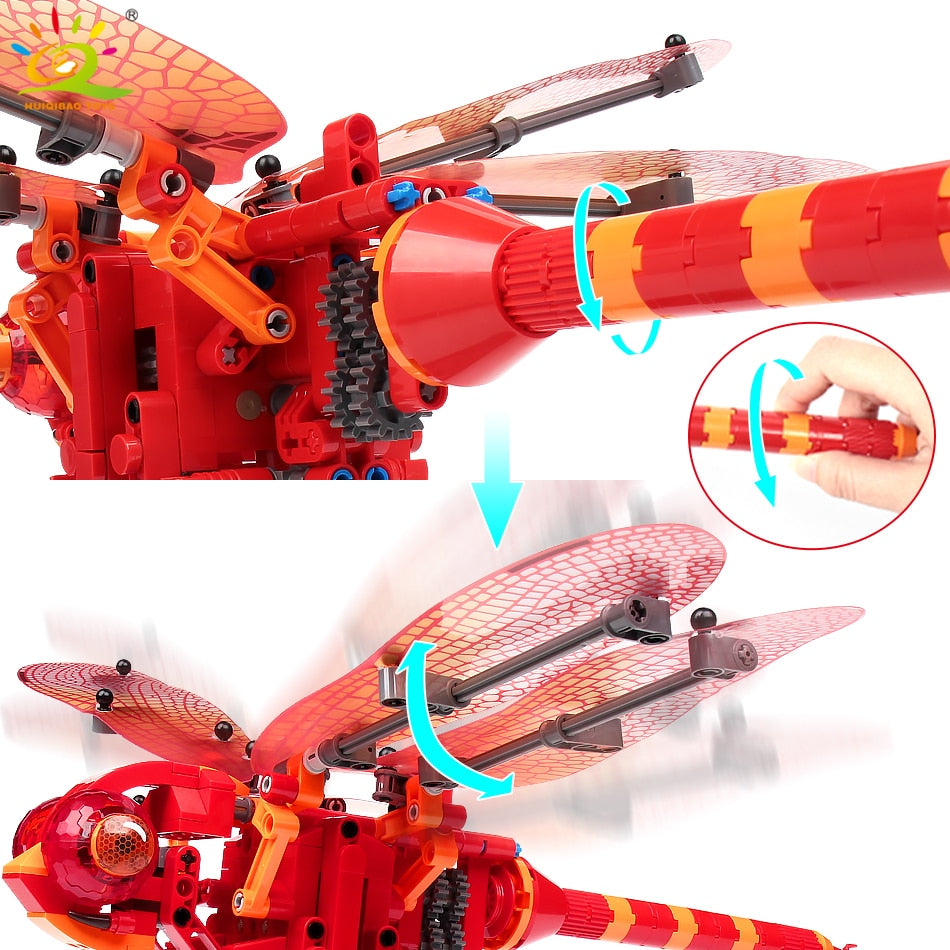 Jeu de construction Huiqibao insectes – Libellule et guêpe, briques techniques