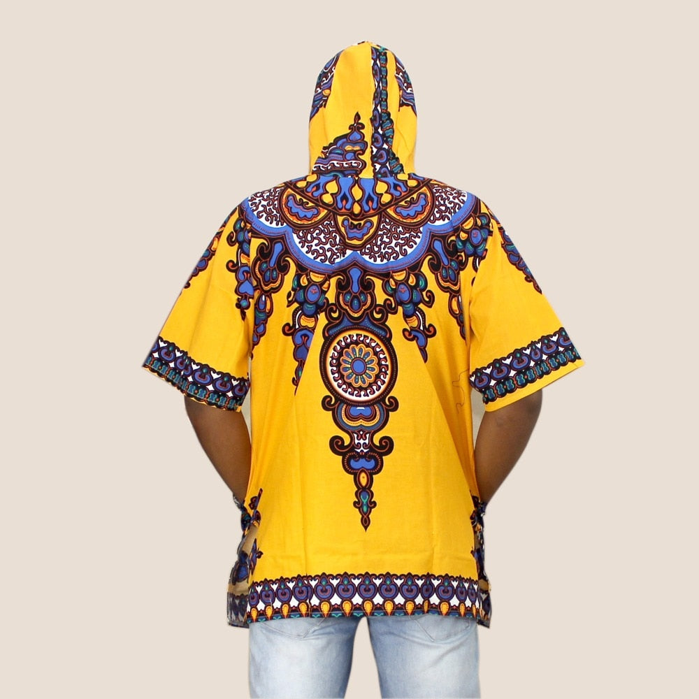 Sweat à Capuche Dashiki Homme Jaune - Africain