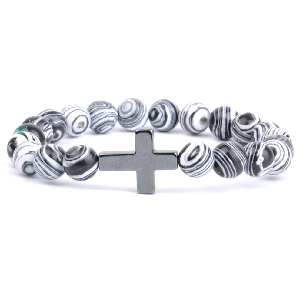 Bracelet Croix Religieux - Pierre Turquoise Africaine